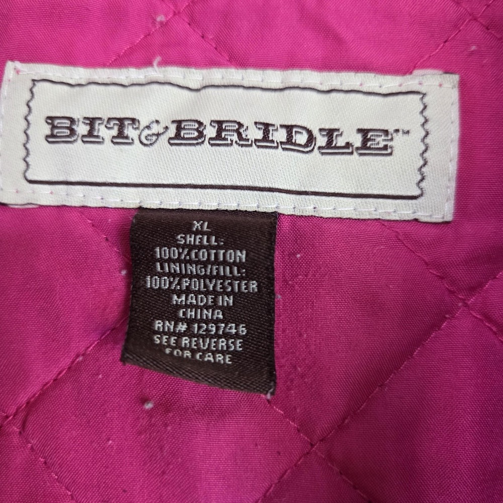 Bit & Bridle Jacket Womens XL Pink Plaid Flannel Quilted Snap Pockets Lined - Picture 4 of 6